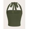 imageSOLY HUX Womens Ruched Halter Y2K Crop Tops Tie Back Sleeveless Slim Fit Cami TopsArmy Green