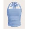 imageSOLY HUX Womens Ruched Halter Y2K Crop Tops Tie Back Sleeveless Slim Fit Cami TopsDusty Blue