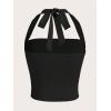 imageSOLY HUX Womens Ruched Halter Y2K Crop Tops Tie Back Sleeveless Slim Fit Cami TopsPlain Black