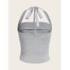 imageSOLY HUX Womens Ruched Halter Y2K Crop Tops Tie Back Sleeveless Slim Fit Cami TopsPlain Light Grey