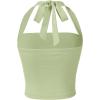 imageSOLY HUX Womens Ruched Halter Y2K Crop Tops Tie Back Sleeveless Slim Fit Cami TopsPlain Mint Green