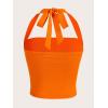 imageSOLY HUX Womens Ruched Halter Y2K Crop Tops Tie Back Sleeveless Slim Fit Cami TopsPlain Orange