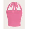 imageSOLY HUX Womens Ruched Halter Y2K Crop Tops Tie Back Sleeveless Slim Fit Cami TopsPlain Pink