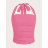 imageSOLY HUX Womens Ruched Halter Y2K Crop Tops Tie Back Sleeveless Slim Fit Cami TopsPlain Pink