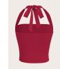 imageSOLY HUX Womens Ruched Halter Y2K Crop Tops Tie Back Sleeveless Slim Fit Cami TopsPlain Red