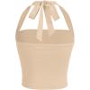 imageSOLY HUX Womens Ruched Halter Y2K Crop Tops Tie Back Sleeveless Slim Fit Cami TopsPure Apricot