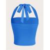 imageSOLY HUX Womens Ruched Halter Y2K Crop Tops Tie Back Sleeveless Slim Fit Cami TopsPure Royal Blue