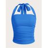imageSOLY HUX Womens Ruched Halter Y2K Crop Tops Tie Back Sleeveless Slim Fit Cami TopsPure Royal Blue