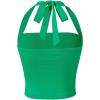 imageSOLY HUX Womens Ruched Halter Y2K Crop Tops Tie Back Sleeveless Slim Fit Cami TopsSolid Green