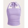 imageSOLY HUX Womens Ruched Halter Y2K Crop Tops Tie Back Sleeveless Slim Fit Cami TopsSolid Lilac Purple