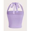 imageSOLY HUX Womens Ruched Halter Y2K Crop Tops Tie Back Sleeveless Slim Fit Cami TopsSolid Lilac Purple