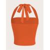 imageSOLY HUX Womens Ruched Halter Y2K Crop Tops Tie Back Sleeveless Slim Fit Cami TopsSolid Orange