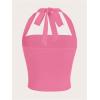 imageSOLY HUX Womens Ruched Halter Y2K Crop Tops Tie Back Sleeveless Slim Fit Cami TopsSolid Pure Pink