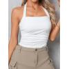 imageSOLY HUX Womens Ruched Halter Y2K Crop Tops Tie Back Sleeveless Slim Fit Cami TopsSolid White