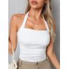 imageSOLY HUX Womens Ruched Halter Y2K Crop Tops Tie Back Sleeveless Slim Fit Cami TopsSolid White