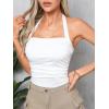 imageSOLY HUX Womens Ruched Halter Y2K Crop Tops Tie Back Sleeveless Slim Fit Cami TopsSolid White
