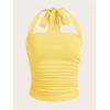 imageSOLY HUX Womens Ruched Halter Y2K Crop Tops Tie Back Sleeveless Slim Fit Cami TopsSolid Yellow