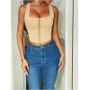 imageSOLY HUX Womens Sexy Corset Top Corset Tank Clubwear Sleeveless Scoop Neck Crop TopsPlain Apricot