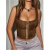 imageSOLY HUX Womens Sexy Corset Top Corset Tank Clubwear Sleeveless Scoop Neck Crop TopsPlain Brown