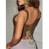 imageSOLY HUX Womens Sexy Corset Top Corset Tank Clubwear Sleeveless Scoop Neck Crop TopsPlain Brown
