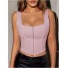 imageSOLY HUX Womens Sexy Corset Top Corset Tank Clubwear Sleeveless Scoop Neck Crop TopsPlain Pink