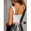 imageSOLY HUX Womens Sexy Corset Top Corset Tank Clubwear Sleeveless Scoop Neck Crop TopsPlain White