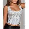 imageSOLY HUX Womens Sexy Corset Top Corset Tank Clubwear Sleeveless Scoop Neck Crop TopsWhite Floral