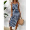 imageSOLY HUX Womens Striped Cami Dress Drawstring Split Hem Spaghetti Strap Midi DressesDark Blue Striped