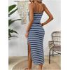 imageSOLY HUX Womens Striped Cami Dress Drawstring Split Hem Spaghetti Strap Midi DressesDark Blue Striped