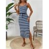 imageSOLY HUX Womens Striped Cami Dress Drawstring Split Hem Spaghetti Strap Midi DressesDark Blue Striped