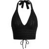 imageSOLY HUX Womens Crochet Halter Crop Tops Summer Sexy Knitted V Neck Sleeveless Camisole Y2K TopSolid Black