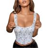 imageSOLY HUX Womens Sexy Corset Top Corset Tank Clubwear Sleeveless Scoop Neck Crop TopsWhite Floral
