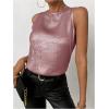 imageSOLY HUX Womens Metallic Tank Top Round Neck Sleeveless Casual Summer TopsPlain Dusty Pink