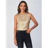 imageSOLY HUX Womens Metallic Tank Top Round Neck Sleeveless Casual Summer TopsPlain Gold