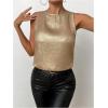 imageSOLY HUX Womens Metallic Tank Top Round Neck Sleeveless Casual Summer TopsPlain Gold