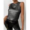 imageSOLY HUX Womens Metallic Tank Top Round Neck Sleeveless Casual Summer TopsPure Black