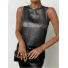 imageSOLY HUX Womens Metallic Tank Top Round Neck Sleeveless Casual Summer TopsPure Black