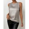 imageSOLY HUX Womens Metallic Tank Top Round Neck Sleeveless Casual Summer TopsPure Silver