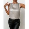 imageSOLY HUX Womens Metallic Tank Top Round Neck Sleeveless Casual Summer TopsPure Silver