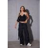 imageSOLY HUX Womens Music Festival Outfits V Neck Sleeveless Halter Tops Ruched Backless Cami Crop TopBlack and White