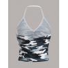 imageSOLY HUX Womens Music Festival Outfits V Neck Sleeveless Halter Tops Ruched Backless Cami Crop TopDark Green Camo