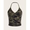 imageSOLY HUX Womens Music Festival Outfits V Neck Sleeveless Halter Tops Ruched Backless Cami Crop TopGreen Camo