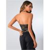 imageSOLY HUX Womens Music Festival Outfits V Neck Sleeveless Halter Tops Ruched Backless Cami Crop TopGreen Camo