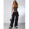imageSOLY HUX Womens Music Festival Outfits V Neck Sleeveless Halter Tops Ruched Backless Cami Crop TopGreen Camo