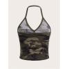 imageSOLY HUX Womens Music Festival Outfits V Neck Sleeveless Halter Tops Ruched Backless Cami Crop TopGreen Multi
