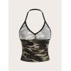 imageSOLY HUX Womens Music Festival Outfits V Neck Sleeveless Halter Tops Ruched Backless Cami Crop TopGreen Multi Camo