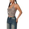 imageSOLY HUX Womens Music Festival Outfits V Neck Sleeveless Halter Tops Ruched Backless Cami Crop TopKhaki Leopard