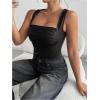 imageSOLY HUX Womens PU Leather Square Neck Tank Tops Sleeveless Slim Fitted Party Club Crop TopPure Black