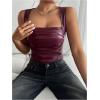 imageSOLY HUX Womens PU Leather Square Neck Tank Tops Sleeveless Slim Fitted Party Club Crop TopPure Burgundy