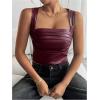 imageSOLY HUX Womens PU Leather Square Neck Tank Tops Sleeveless Slim Fitted Party Club Crop TopPure Burgundy